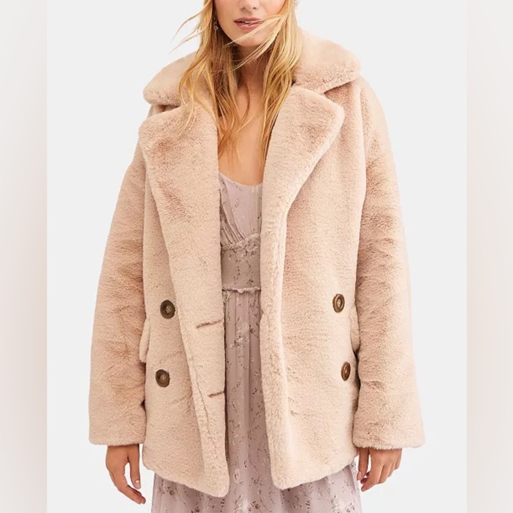 Free People Kate Faux Fur Coat Jacket Size Small
